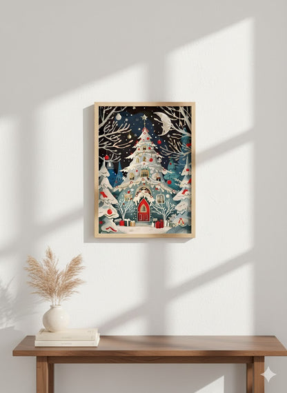 Christmas Tree Cottage Matte Canvas Wall Art