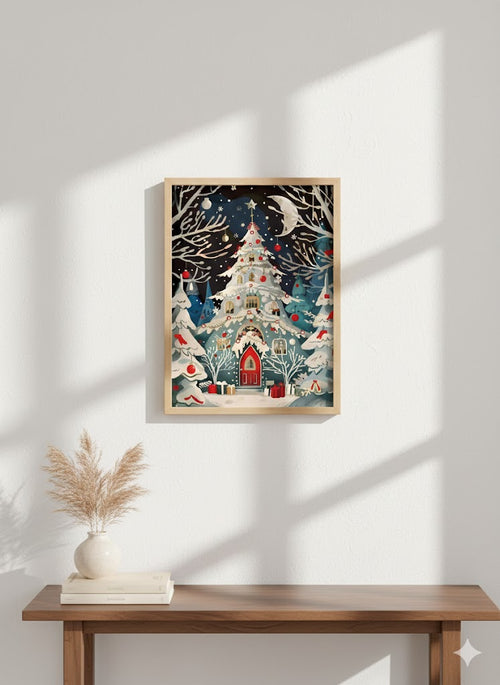Christmas Tree Cottage Matte Canvas Wall Art
