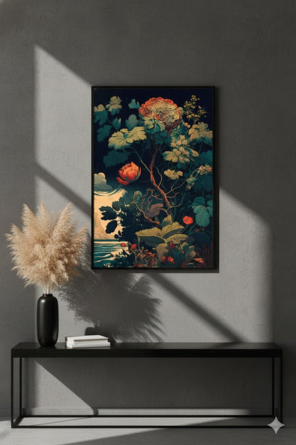 Framed Floral Matte Canvas Print — Vintage Botanical Wall Art