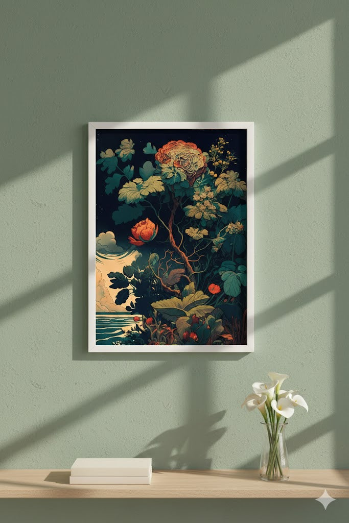 Framed Floral Matte Canvas Print — Vintage Botanical Wall Art