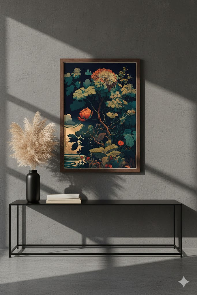 Framed Floral Matte Canvas Print — Vintage Botanical Wall Art