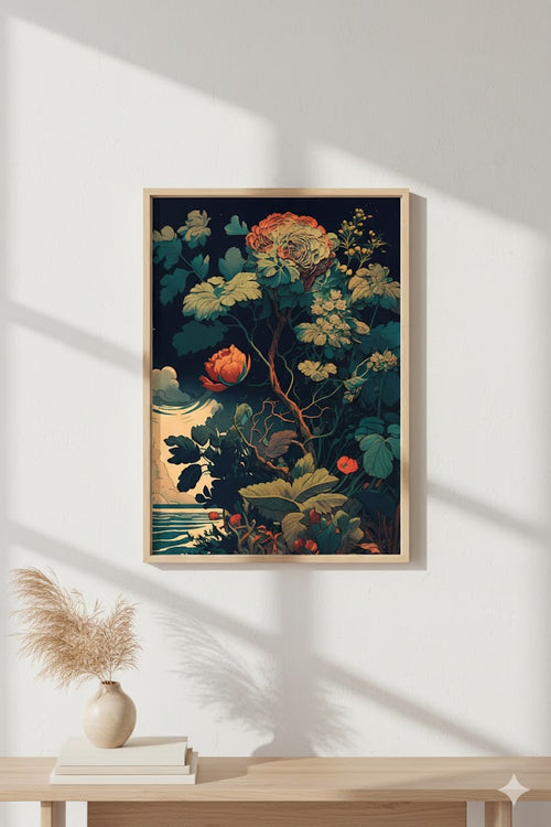 Framed Floral Matte Canvas Print — Vintage Botanical Wall Art