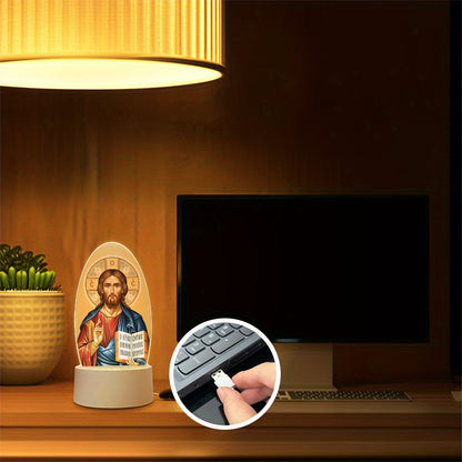 1pc Orthopedic Night Light - USB-Powered LED Table Lamp with Warm Glow, Religious Home Decor for Living Room, Church, Office, or Study - Elegant Christian Gift for Women & Men, Inspirational Night Light, Church Decor, Classic