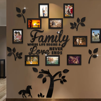 3D Photo Frame, Plaque College Photo Frame, Wall Decoration Combination Acrylic Self Pasting DIY Photo Frame Selfie Gallery Collage With Hanging Template And Wall Mounting Design, Home Tree