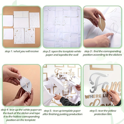 3D Photo Frame, Plaque College Photo Frame, Wall Decoration Combination Acrylic Self Pasting DIY Photo Frame Selfie Gallery Collage With Hanging Template And Wall Mounting Design, Home Tree