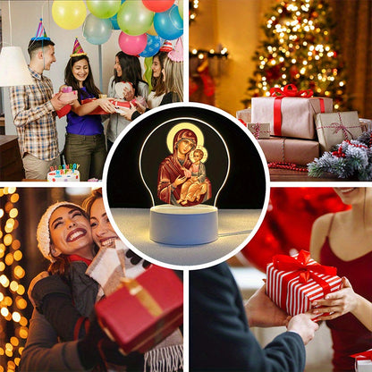 1pc Orthodox LED Acrylic Night Light, The Embraces The Faith, USB Powered with Switch, Emits a Peaceful Brilliance, Religious Home Decoration Lamp/ Creative Table Lamp, Suitable for Indoor, Bedroom, Prayer Altar, Religious Fe