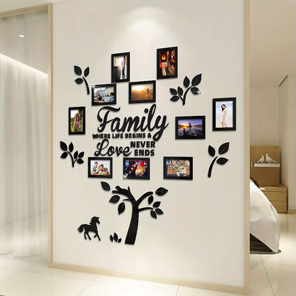 3D Photo Frame, Plaque College Photo Frame, Wall Decoration Combination Acrylic Self Pasting DIY Photo Frame Selfie Gallery Collage With Hanging Template And Wall Mounting Design, Home Tree