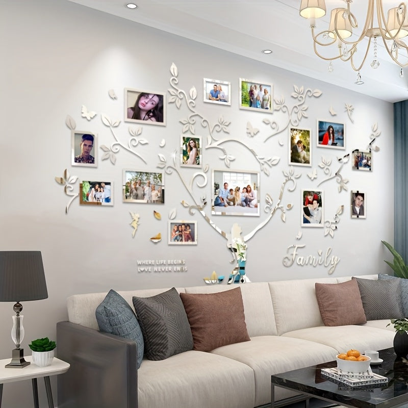 A set of acrylic collage photo frame decorative stickers for the Tree of Life! Christmas wall decoration, suitable for home decoration, living room, bedroom entrance, sofa background, and other wall decorations., Entrance Dec