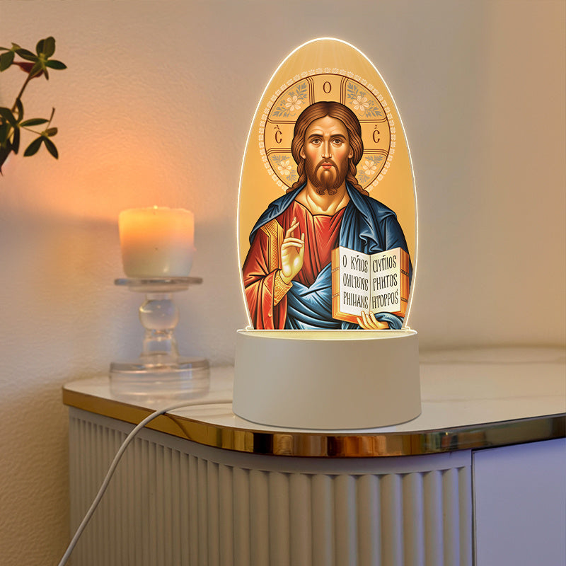 1pc Orthopedic Night Light - USB-Powered LED Table Lamp with Warm Glow, Religious Home Decor for Living Room, Church, Office, or Study - Elegant Christian Gift for Women & Men, Inspirational Night Light, Church Decor, Classic
