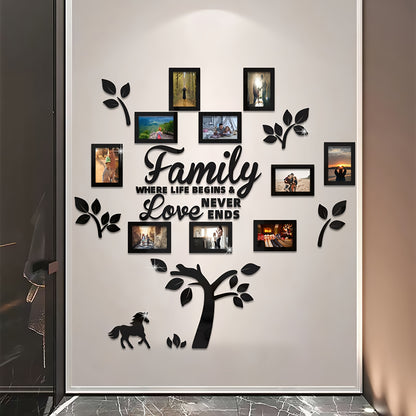 3D Photo Frame, Plaque College Photo Frame, Wall Decoration Combination Acrylic Self Pasting DIY Photo Frame Selfie Gallery Collage With Hanging Template And Wall Mounting Design, Home Tree