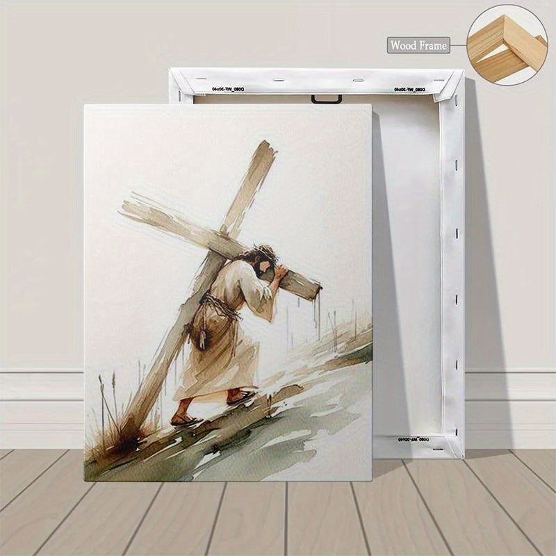 3pcs Wood Frame Canvas Print Decorative Painting, Easter Jesus Resurrection Poster, Baptism Bible He Is Risen Print, Christian Art Bible, Indoor Home Wall Decor Art