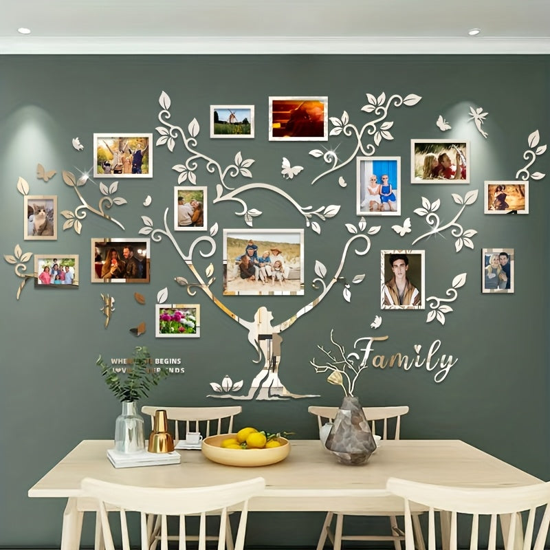 A set of acrylic collage photo frame decorative stickers for the Tree of Life! Christmas wall decoration, suitable for home decoration, living room, bedroom entrance, sofa background, and other wall decorations., Entrance Dec