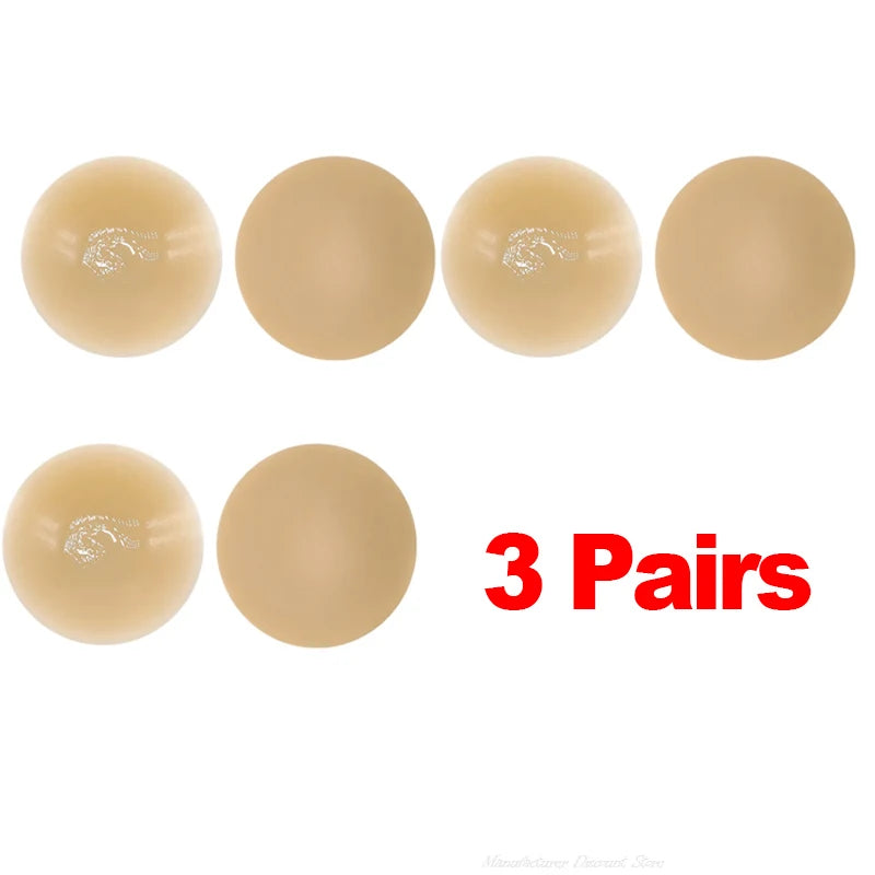 3Pairs Silicone Nipple Cover Seamless Adhesive Breast Boob Tape Invisible Pasties Stickers for Women Sticky Bra Pads Sticky