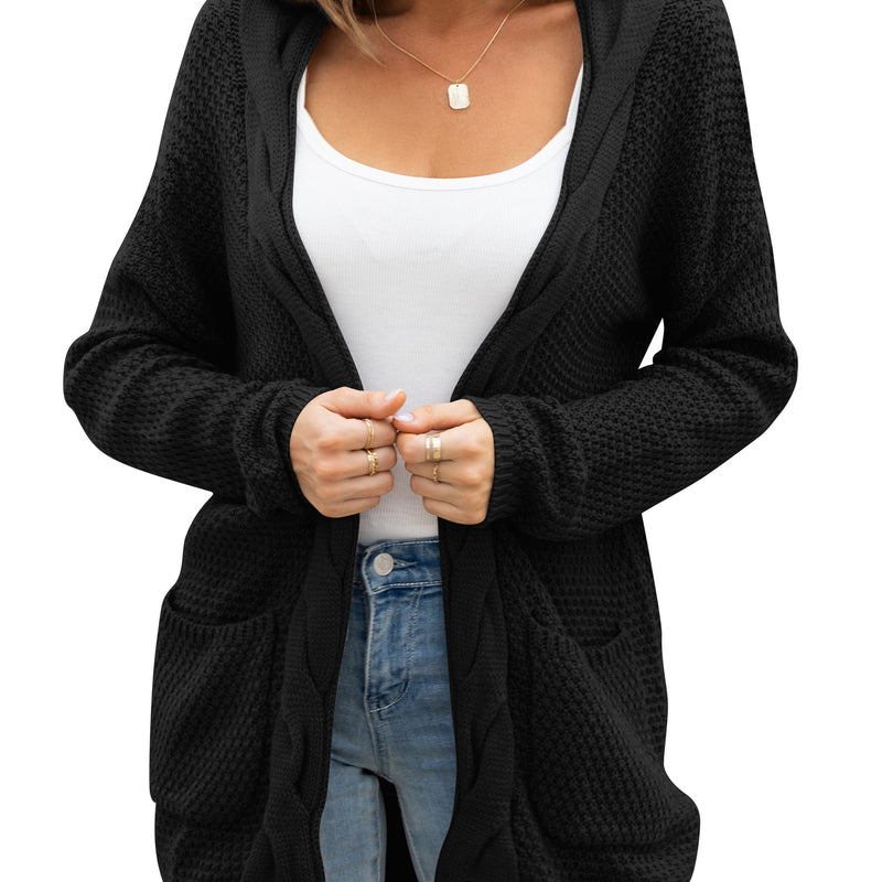 Women Cardigan Sweater Chunky Cable Knit Loose Cardigan with Pockets S-XXL