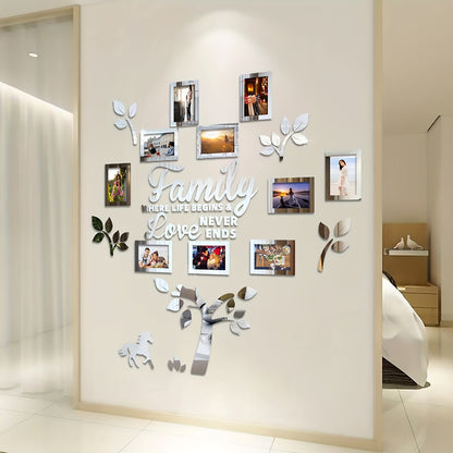 3D Photo Frame, Plaque College Photo Frame, Wall Decoration Combination Acrylic Self Pasting DIY Photo Frame Selfie Gallery Collage With Hanging Template And Wall Mounting Design, Home Tree