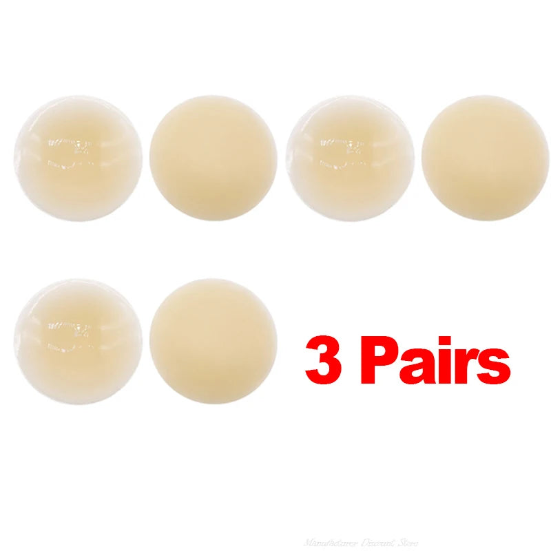 3Pairs Silicone Nipple Cover Seamless Adhesive Breast Boob Tape Invisible Pasties Stickers for Women Sticky Bra Pads Sticky