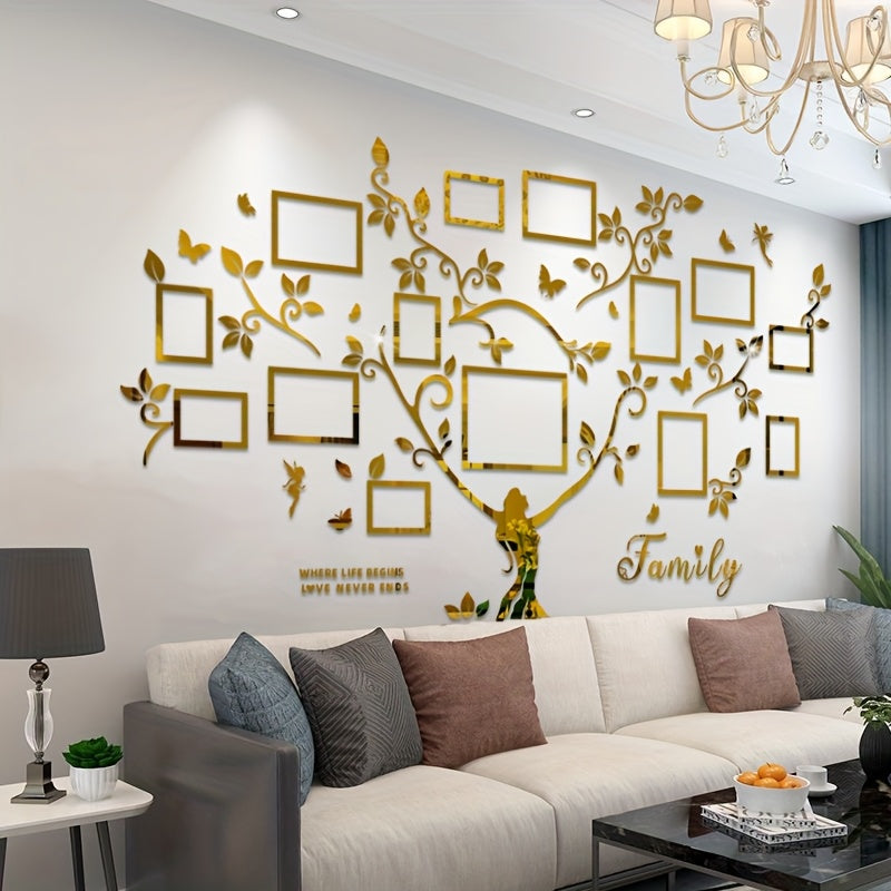 A set of acrylic collage photo frame decorative stickers for the Tree of Life! Christmas wall decoration, suitable for home decoration, living room, bedroom entrance, sofa background, and other wall decorations., Entrance Dec