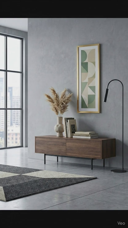 Sage Green Bauhaus Framed Art: Long Vertical Wide Wall Decor