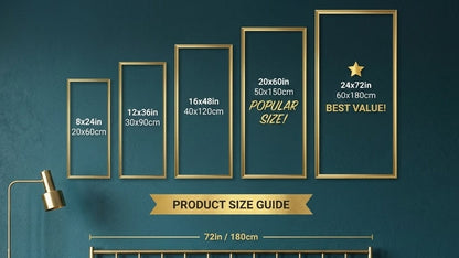 Sage Green Bauhaus Framed Art: Long Vertical Wide Wall Decor